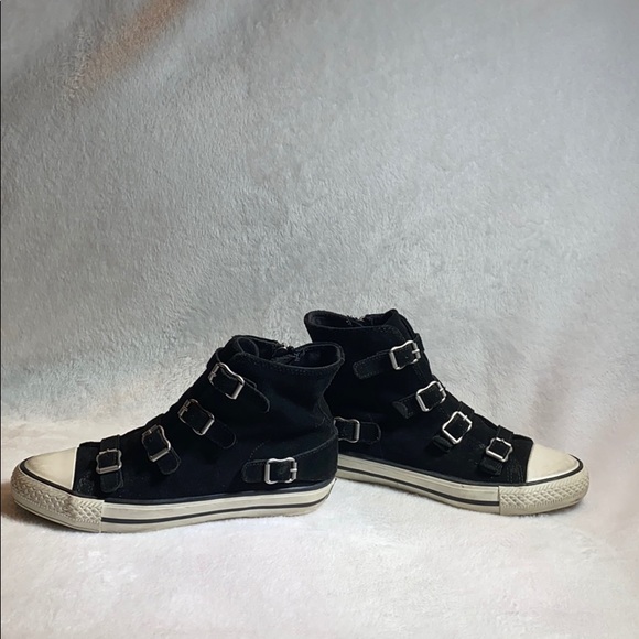 Ash Shoes - Ash black suede high top buckle sneakers